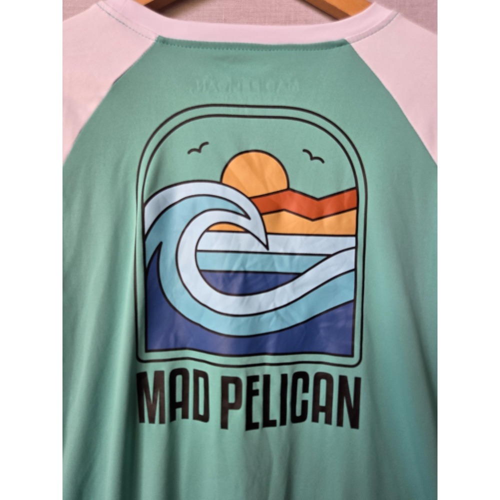 Mad Pelican Shirt UV Protection Medium Aqua Rash Guard Long Sleeve Mens Fishing